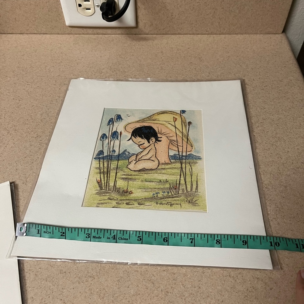 Vintage Gerda Christoffersen Native American Children - Floral - Mushroom Prints - Picture 6 of 8